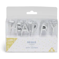 Sale Gifi Bougie anniversaire lettres Happy Birthday argenté