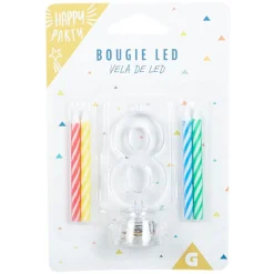 Outlet Gifi Bougie anniversaire lumineuse à led chiffre 8