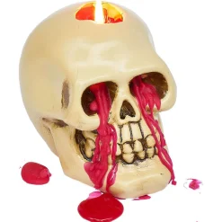 Outlet Gifi Bougie Halloween tête de mort beige