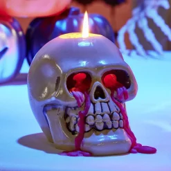 Outlet Gifi Bougie Halloween tête de mort beige