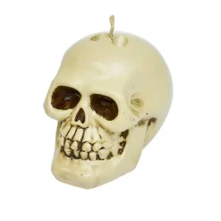 Outlet Gifi Bougie Halloween tête de mort beige