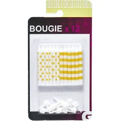 Hot Gifi Bougie jaune avec support motif pois et rayures x12
