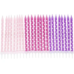 Best Gifi Bougies anniversaire à pois blanc rose et violet XXL x24