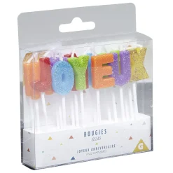 Hot Gifi Bougies Joyeux anniversaire multicouleur à paillettes