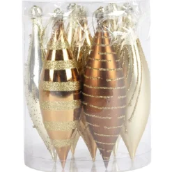 Gifi Boule de Noel goutte X7 or pailletée