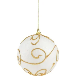 Gifi Boule de Noël à suspendre blanche et dorée^ Décoration Sapin