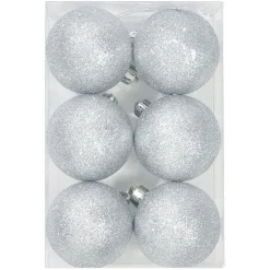 Gifi Boule de Noël argenté à paillettes Ø6 cm x6^ Décoration Sapin