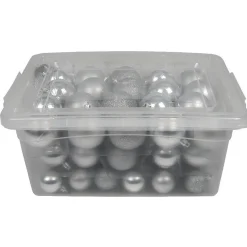 Gifi Boule de Noël argenté brillant mat pailleté x70^ Décoration Sapin