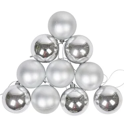 Hot Gifi Boule de Noël argentée brillante et mate x10