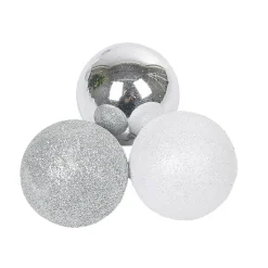 Gifi Boule de Noël argentée et blanche x25^ Décoration Sapin