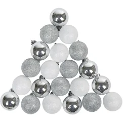 Gifi Boule de Noël argentée et blanche x25^ Décoration Sapin