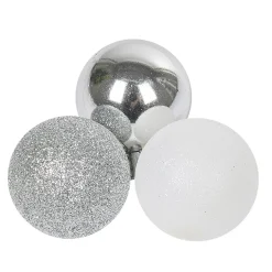 Gifi Boule de Noël argentée et blanche x25^ Décoration Sapin