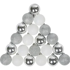 Gifi Boule de Noël argentée et blanche x25^ Décoration Sapin
