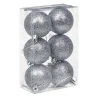 Gifi Boule de Noël argentée pailletée x6^ Décoration Sapin