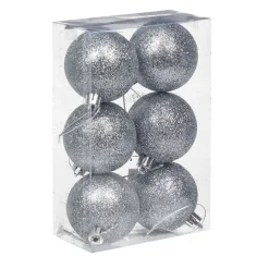 Gifi Boule de Noël argentée pailletée x6^ Décoration Sapin