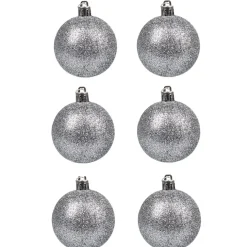 Gifi Boule de Noël argentée pailletée x6^ Décoration Sapin