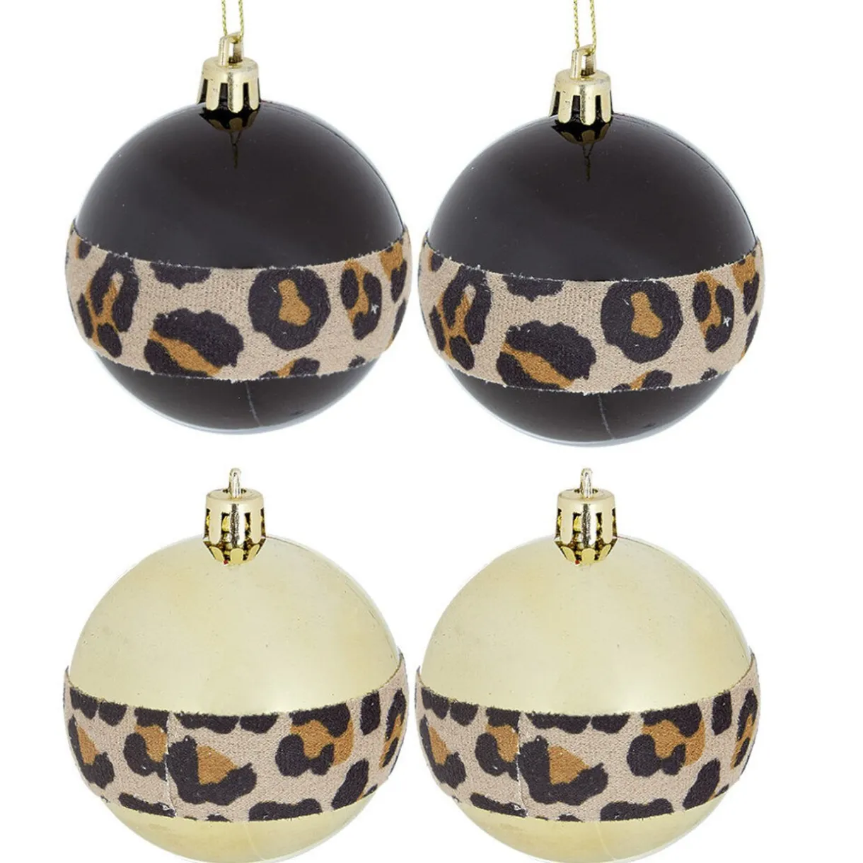 Gifi Boule de Noël bande léopard x 4^ Décoration Sapin
