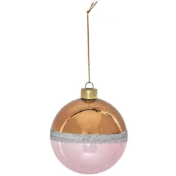 Gifi Boule de Noël bicolore en verre avec ligne pailletée Ø8 cm^ Décoration Sapin