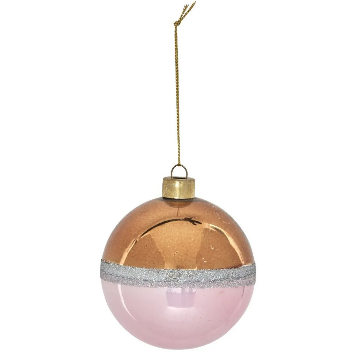 Gifi Boule de Noël bicolore en verre avec ligne pailletée Ø8 cm^ Décoration Sapin