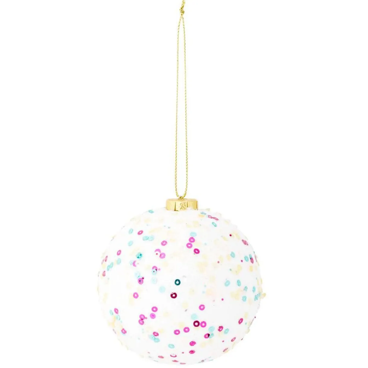 Gifi Boule de Noël blanche perles multicolores Ø8cm^ Décoration Sapin