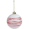 Outlet Gifi Boule de Noël blanche spirale rouge pailleté Ø8cm