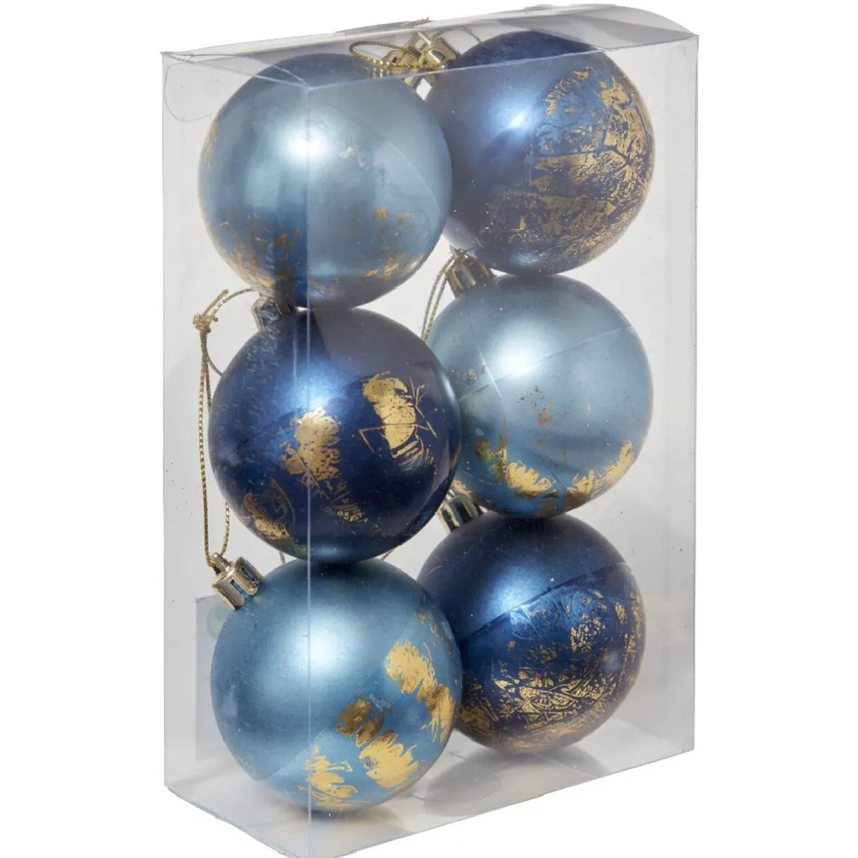 Gifi Boule de Noël bleu effet doré x6^ Décoration Sapin