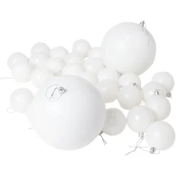 Gifi Boule de Noël Ø7cm x30 et Ø15cm x2 blanc^ Décoration Sapin