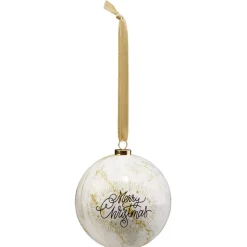 Gifi Boule de Noël design blanc doré Ø8cm^ Décoration Sapin