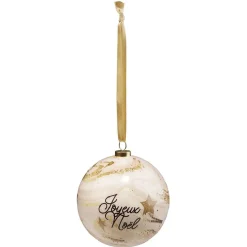 Gifi Boule de Noël design blanc doré Ø8cm^ Décoration Sapin