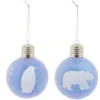 Gifi Boule de Noël design hiver flocon pingouin ours bleu et blanc x2^ Décoration Sapin