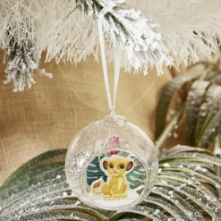 Gifi Boule de Noël Disney Le Roi Lion en verre et bois Ø8cm^ Décoration Sapin