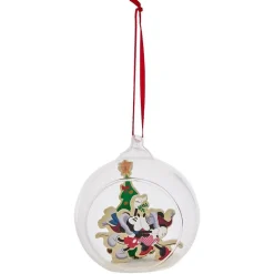 Sale Gifi Boule de Noël Disney Mickey Minnie en verre et bois Ø8cm