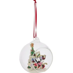 Sale Gifi Boule de Noël Disney Mickey Minnie en verre et bois Ø8cm