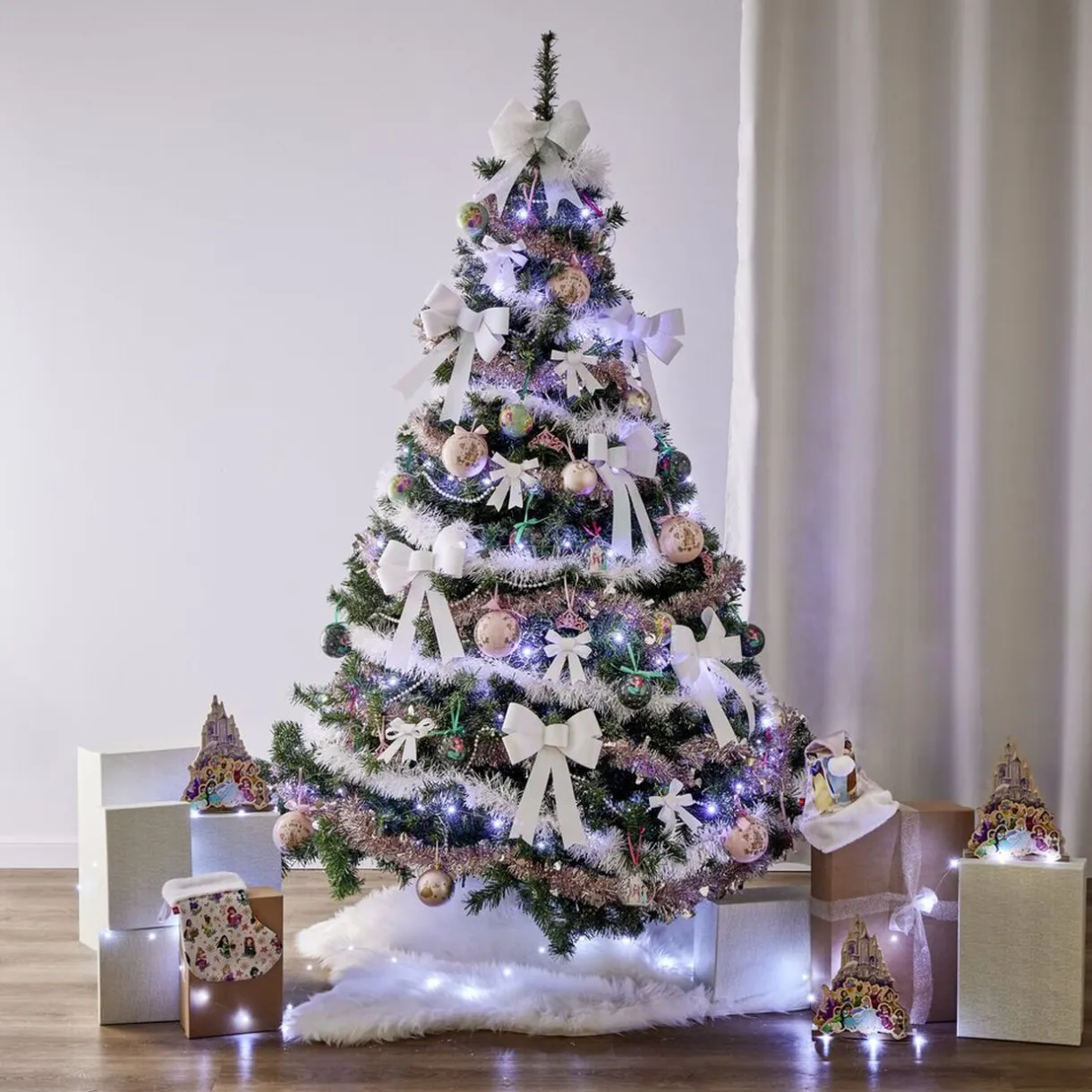 Gifi Boule de Noël Disney Princesses en verre et bois Ø8cm^ Décoration Sapin