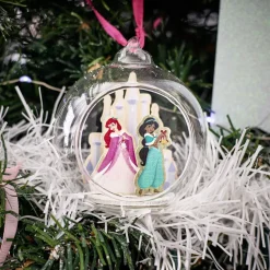 Gifi Boule de Noël Disney Princesses en verre et bois Ø8cm^ Décoration Sapin