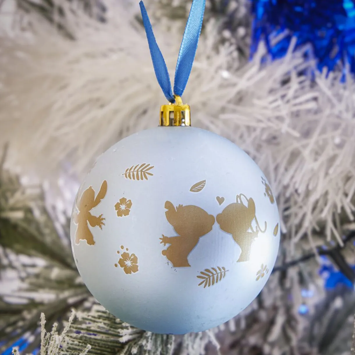 Gifi Boule de Noël Disney Stitch bleu Ø8cm x4^ Décoration Sapin