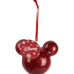 Gifi Boule de Noël Disney tête de Mickey rouge pailletée^ Décoration Sapin
