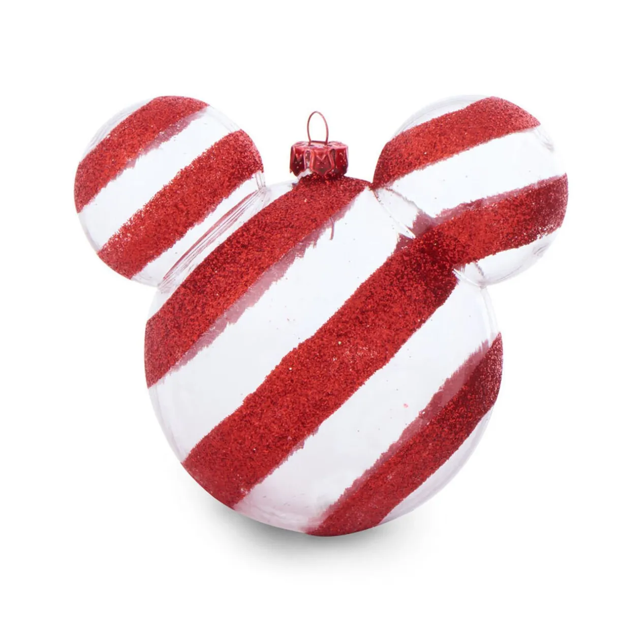 Gifi Boule de Noël Disney tête de Mickey rayé transparent rouge^ Décoration Sapin
