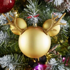 Gifi Boule de Noël Disney tête de Mickey en 3D dorée H15,5cm^ Décoration Sapin