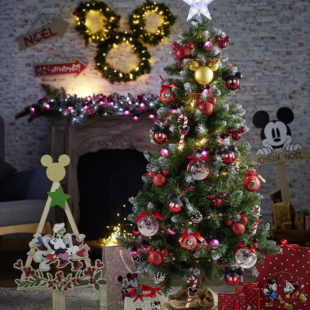 Gifi Boule de Noël Disney tête de Mickey en 3D dorée H15,5cm^ Décoration Sapin