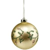Gifi Boule de Noël dorée motif houx vert et rouge pailleté Ø8cm^ Décoration Sapin