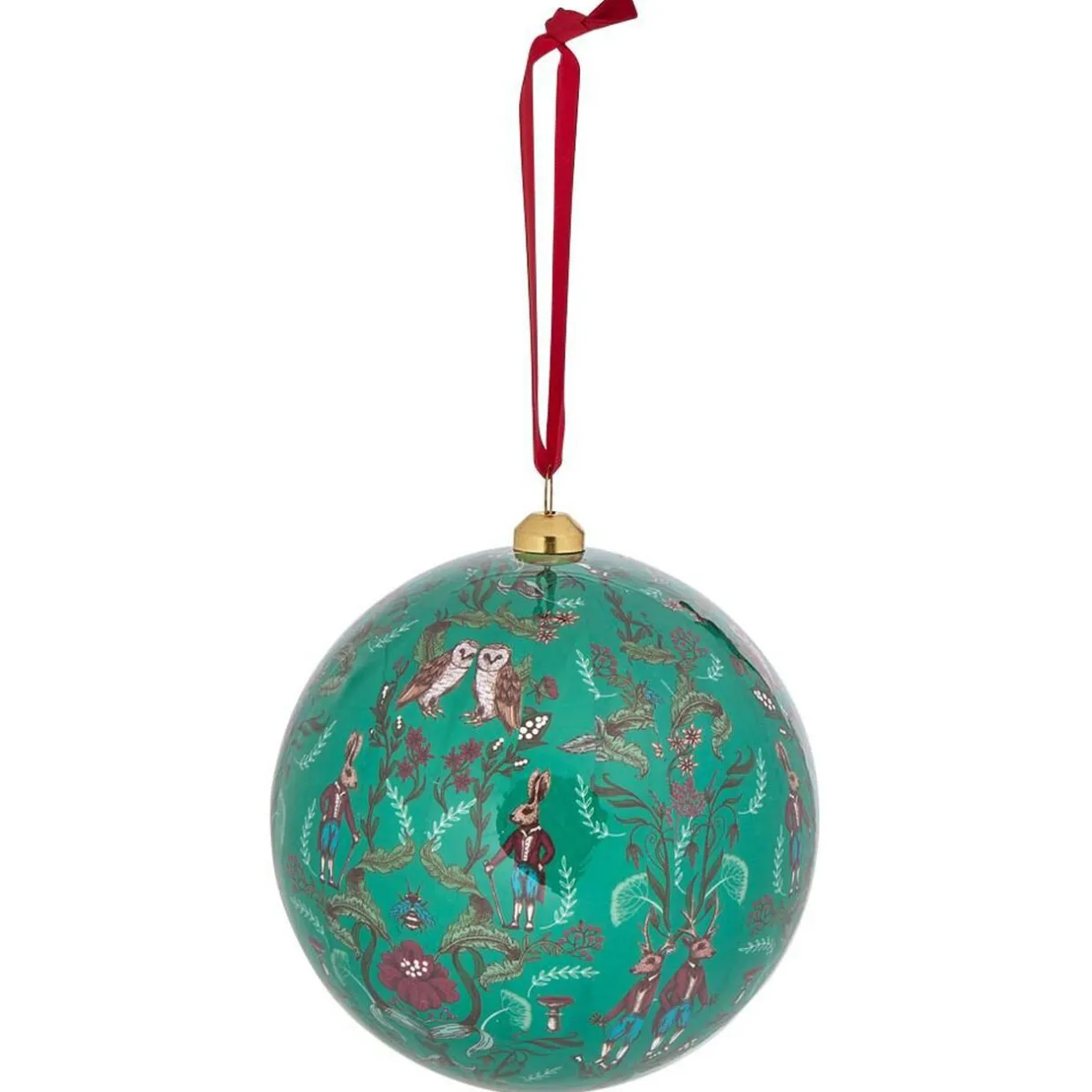 Gifi Boule de Noël effet gravure animaux vert et rouge Ø12cm^ Décoration Sapin