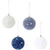 Gifi Boule de Noël effet velours motif étoile bleu et blanc Ø8cm x4^ Décoration Sapin