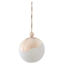 Gifi Boule de Noël en bois blanc naturel^ Décoration Sapin