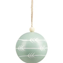 Gifi Boule de Noël en bois motif géométriques naturel et blanc Ø6cm^ Décoration Sapin