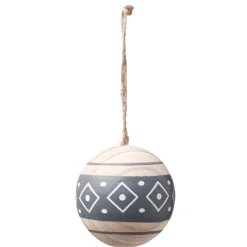 Gifi Boule de Noël en bois style ethnique^ Décoration Sapin