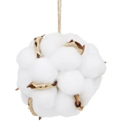 Gifi Boule de Noël en coton blanc et doré Ø7 cm^ Décoration Sapin