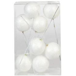Gifi Boule de Noël en mousse blanche avec crochet de suspension x8^ Décoration Sapin