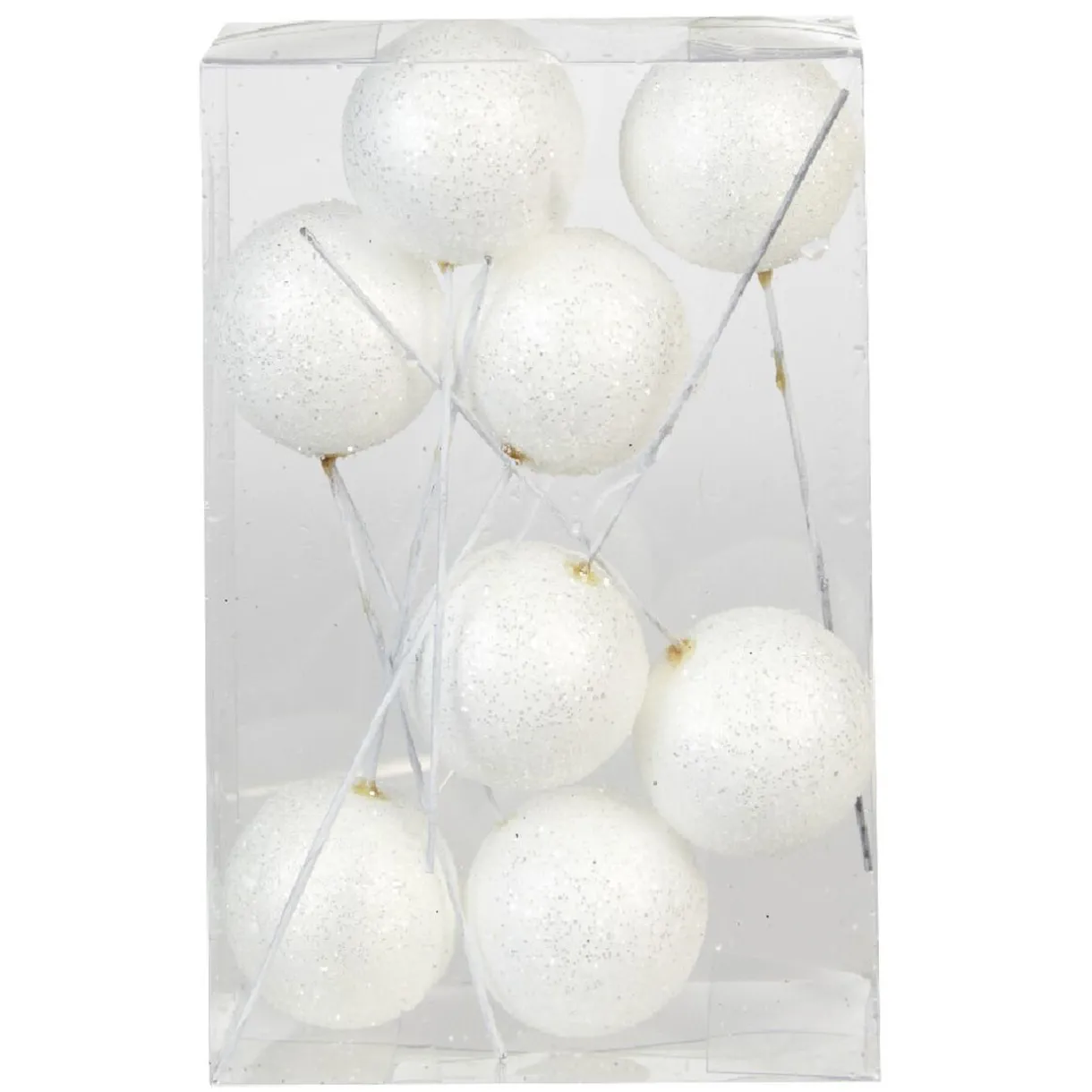 Gifi Boule de Noël en mousse blanche avec crochet de suspension x8^ Décoration Sapin