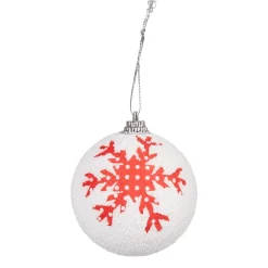 Gifi Boule de noël en mousse design flocon blanc rouge x6^ Décoration Sapin